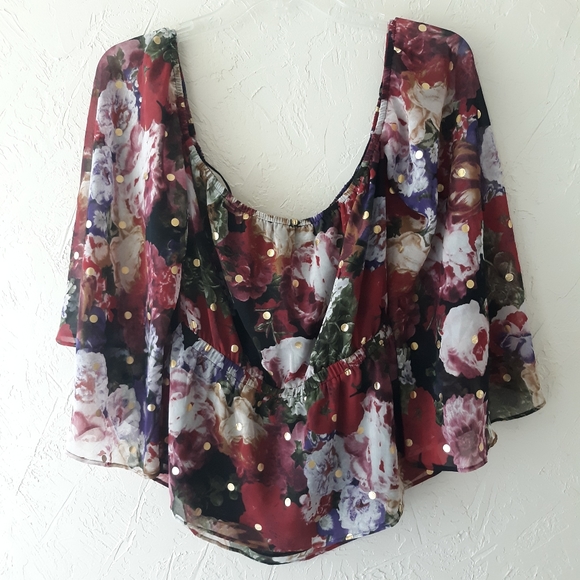 NWT Express Floral Off shoulder split sleeve top - Picture 6 of 8